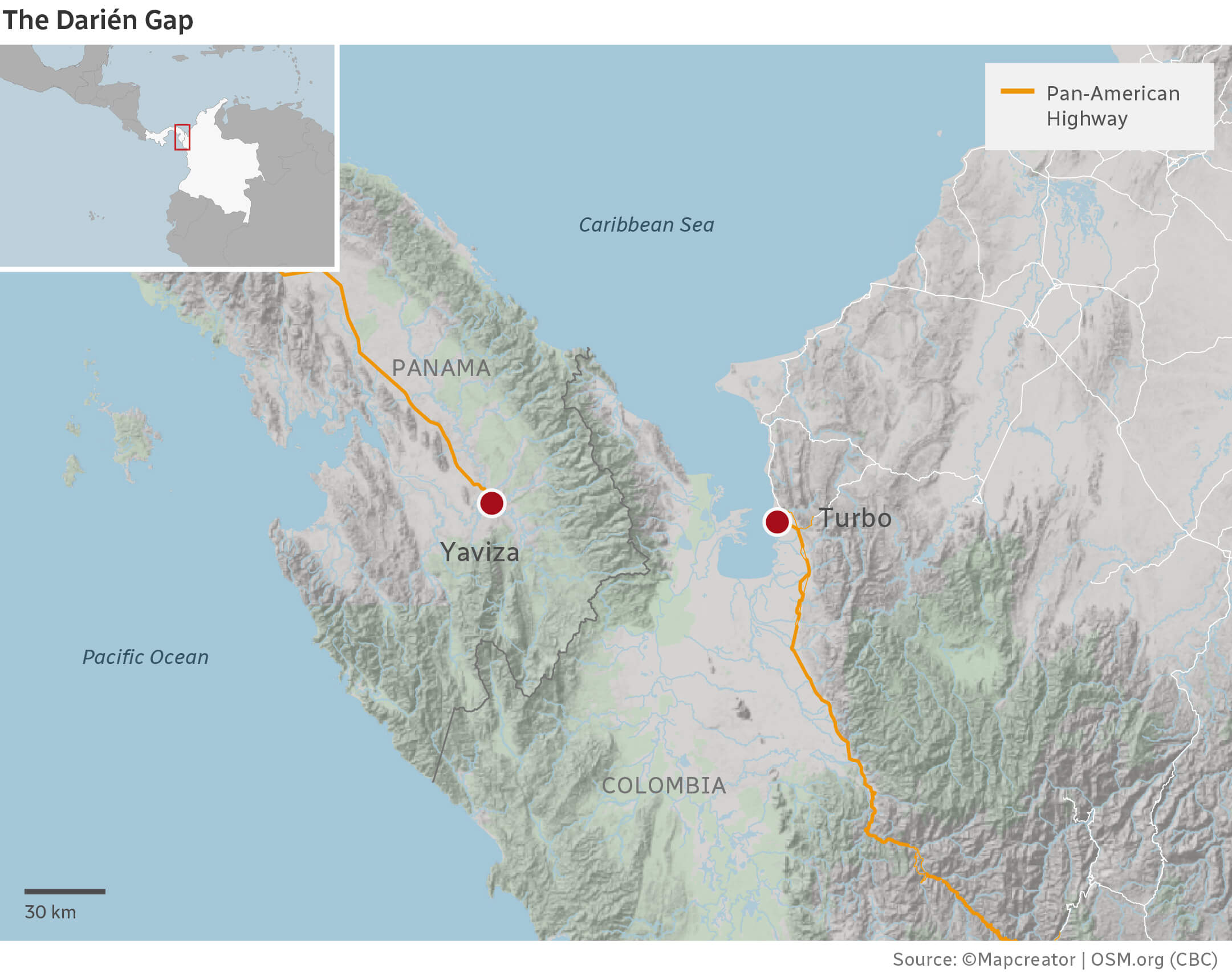 map of the Darien gap